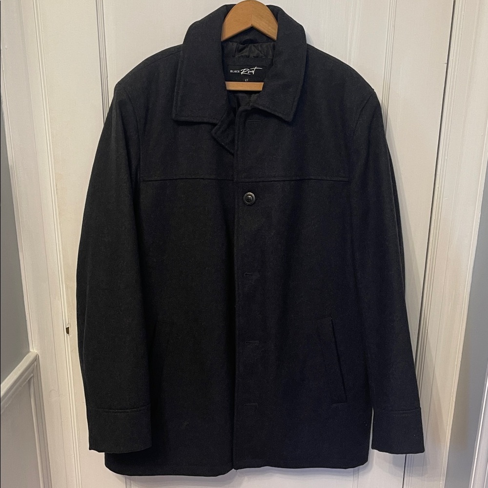 Black Rivet Pea Coat for Men